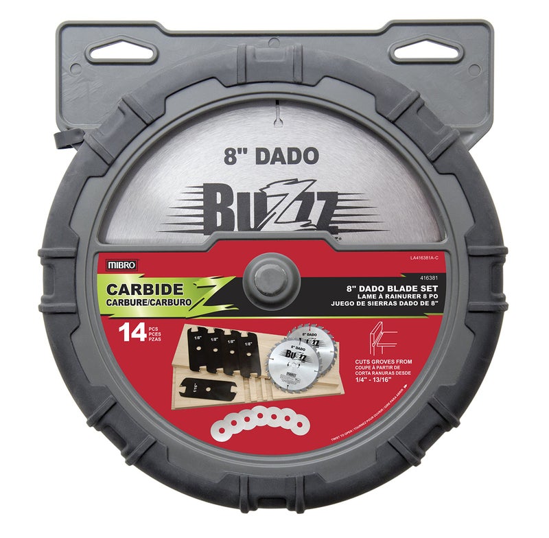 Mibro The Mibro Group 416381 Carbide Stacking Dado Blade Set - 14 Pieces, Silver, 8" - Image 1